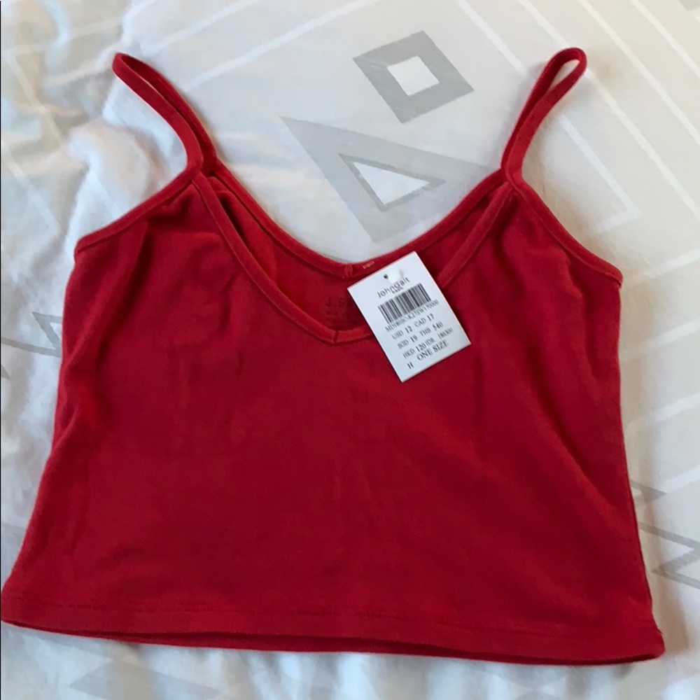 Red cropped tank top